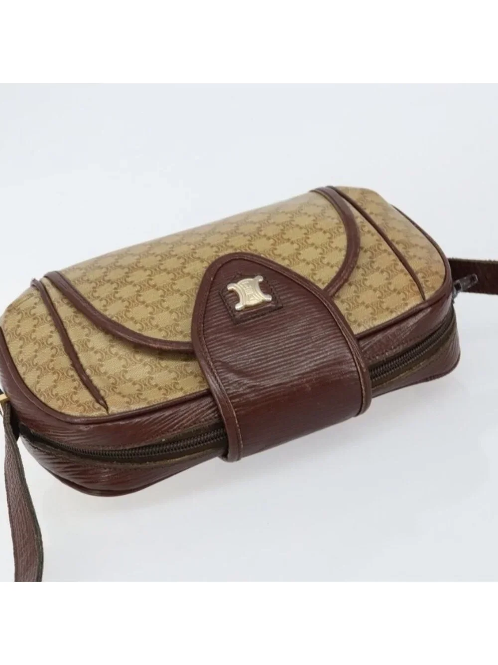 Authentic CELINE Macadam Canvas Shoulder Bag PVC Beige Gold - Picture 13 of 16